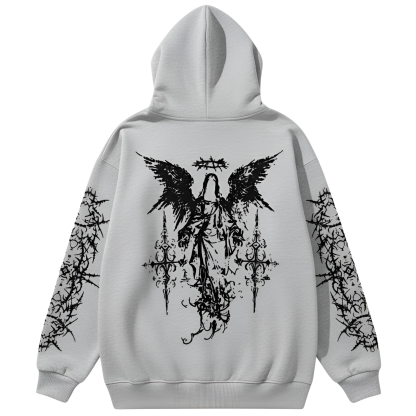Men Angel Gothic Graphic Print Hoodie