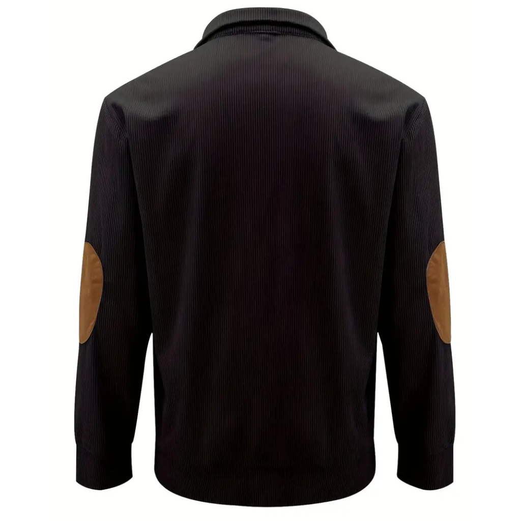 Casual Corduroy Textured Sweatshirt With Button Front