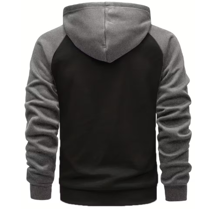 Men Color Block Zip Up Hoodie with Pockets