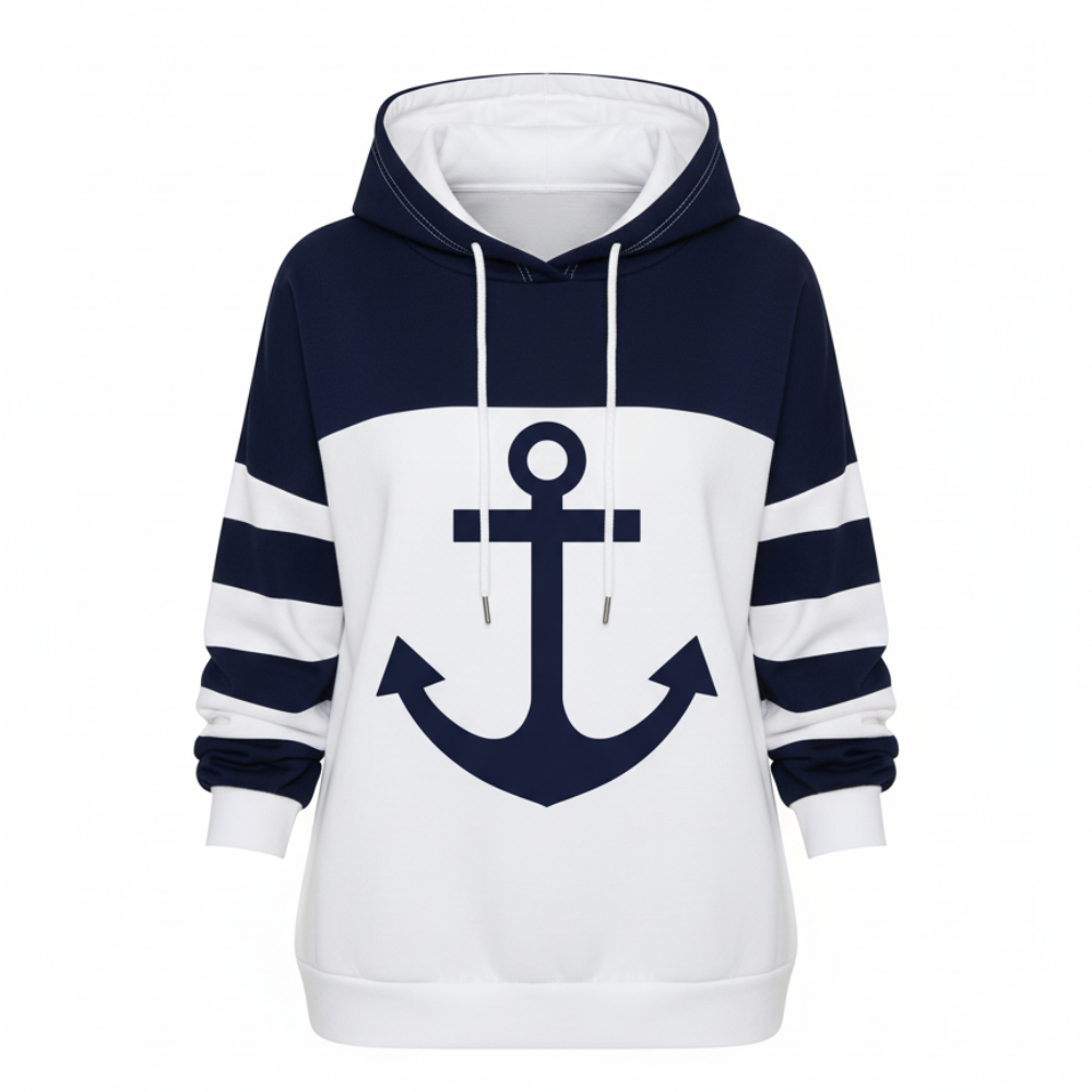 Anchor Printed Drawstring Hoodie