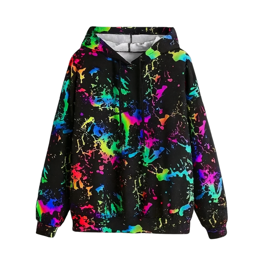 Color Splash Graphic Hoodie Artistic Pattern Streetwear