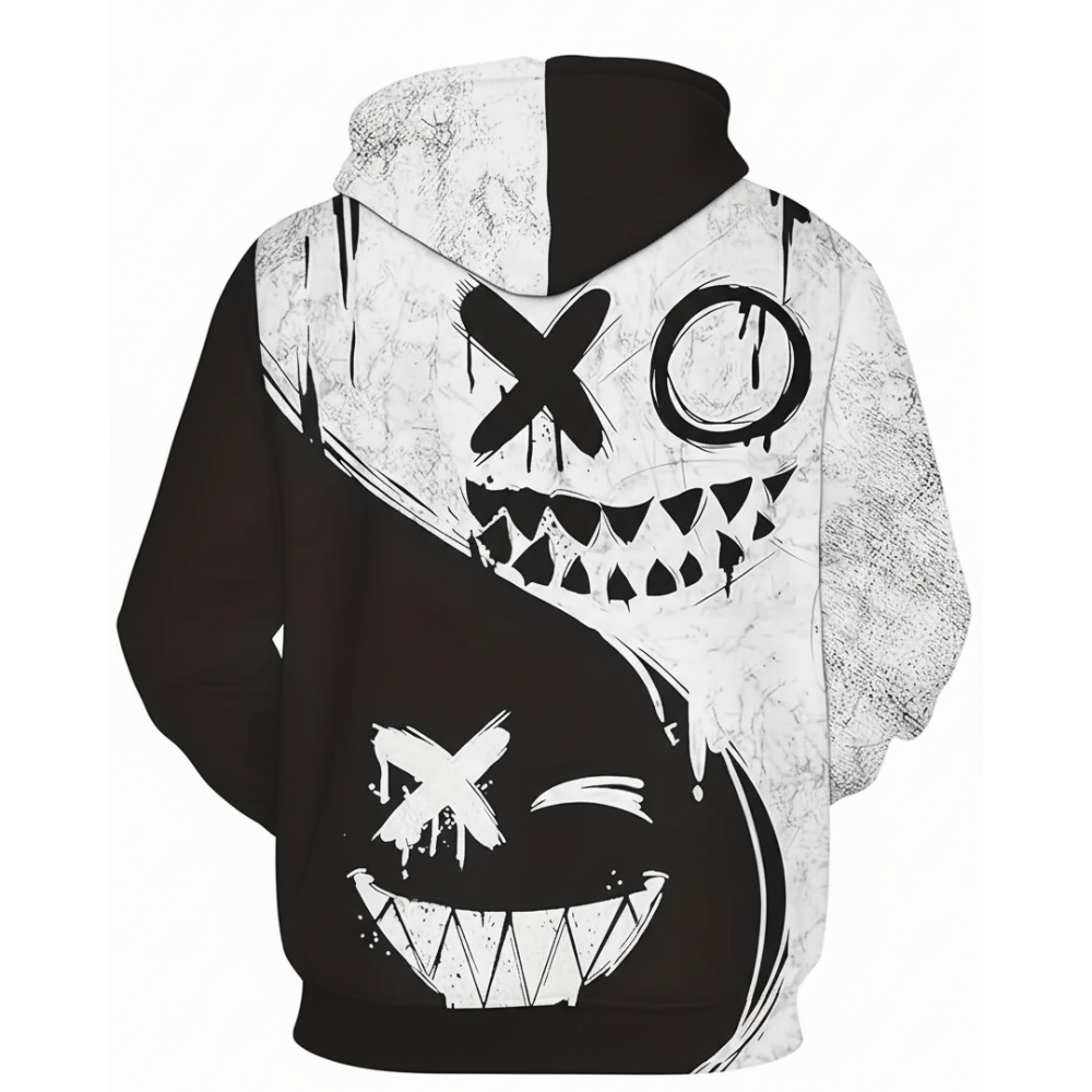 Mens Creative Smile Face Streetwear Pullover Hoodie