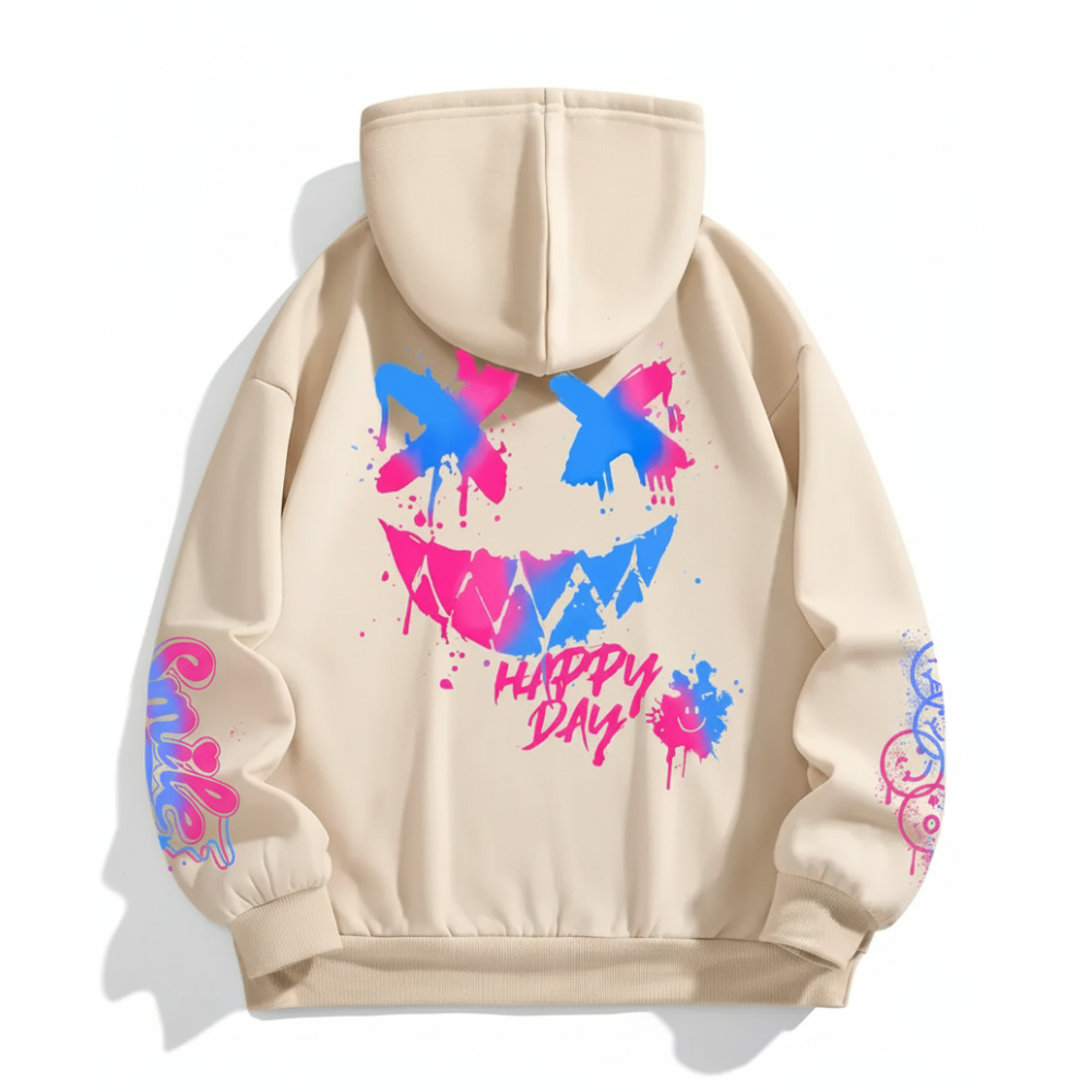 Women Happy Day Hoodie With Colorful Splash Smile Face