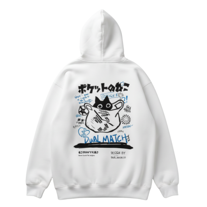 Men Cat Printed Minimalist Hoodie