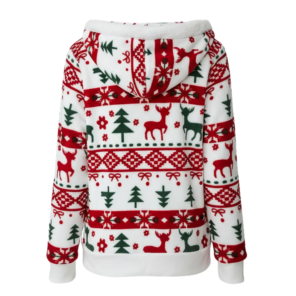 Reindeer And Snowflake Print Christmas Hoodie