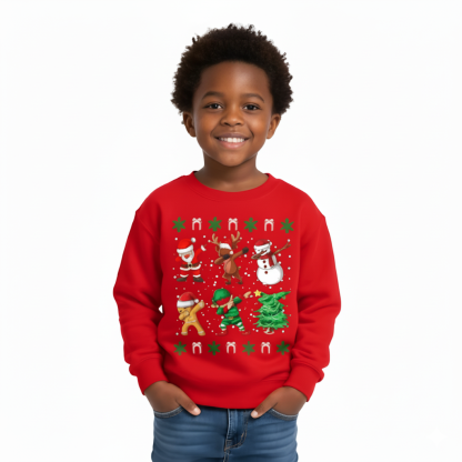 Christmas Cartoon Dancing Characters Sweatshirt For Boys