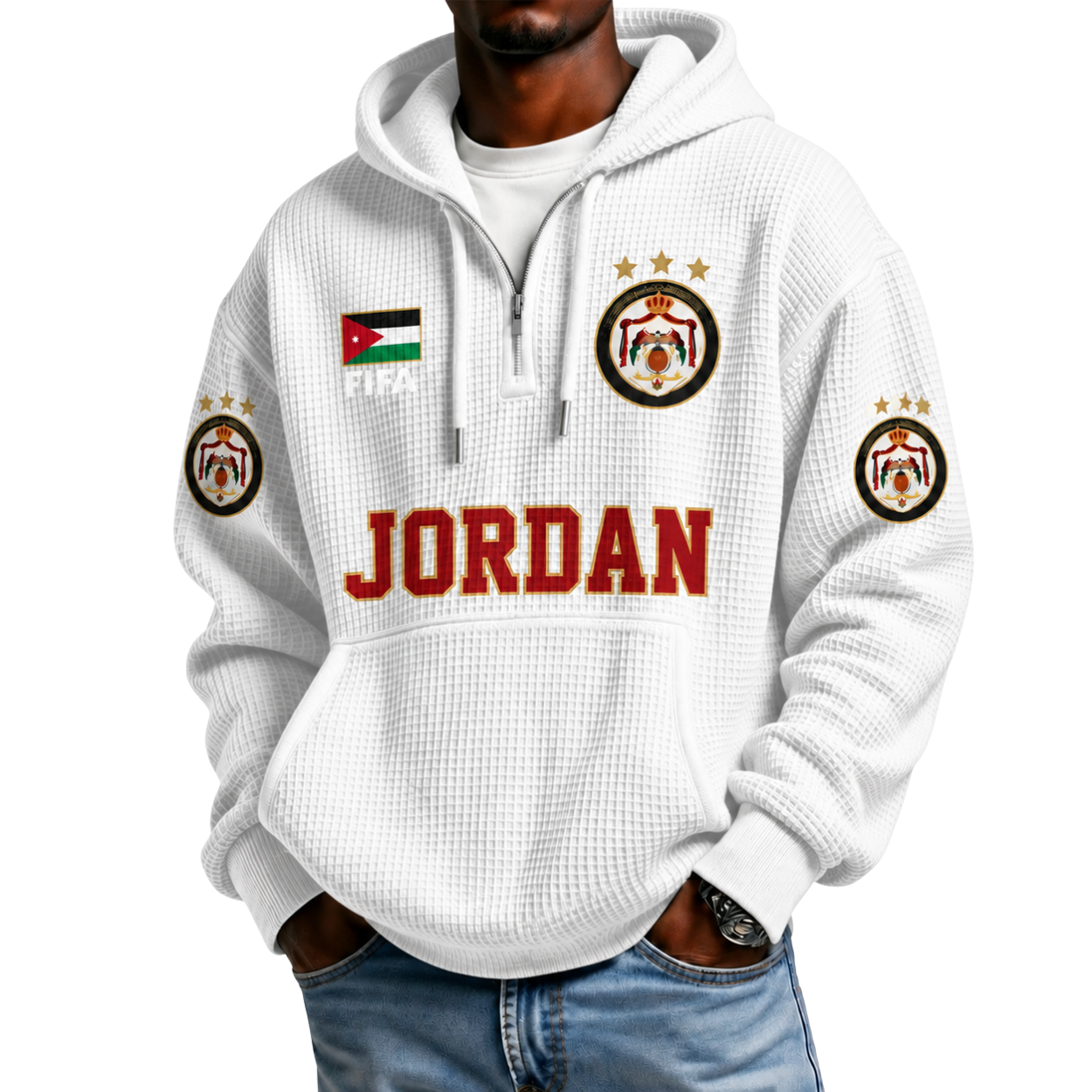 FIFA 2026 Jordan Printed Waffle Quarter Zip Football Fan Hoodie