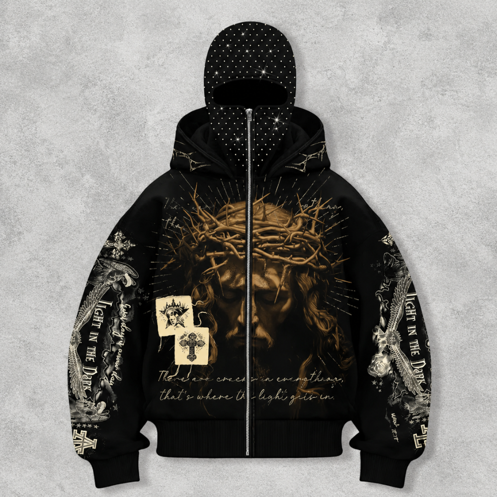 Mens Rhinestone Windproof Hat With Zipper Pockets For Winter