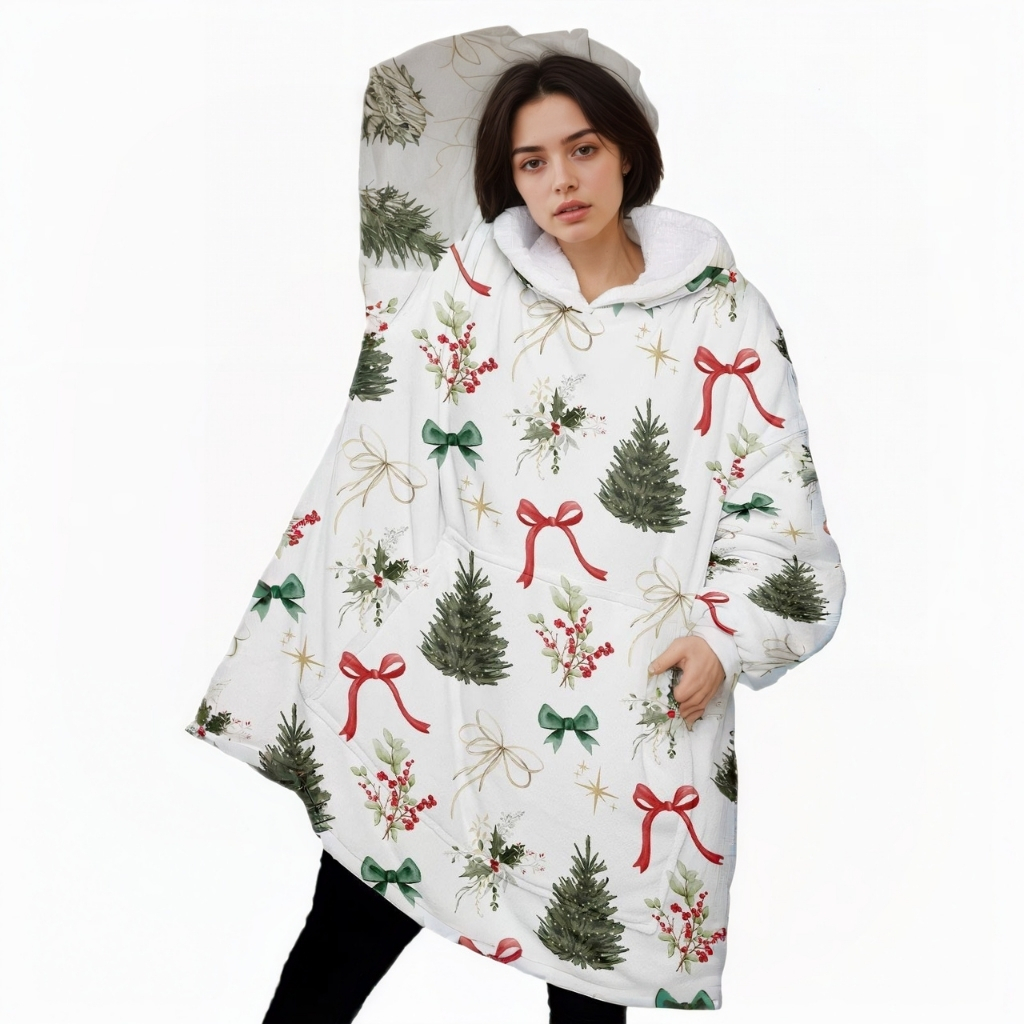 Christmas Tree Design Oversized Blanket Hoodie