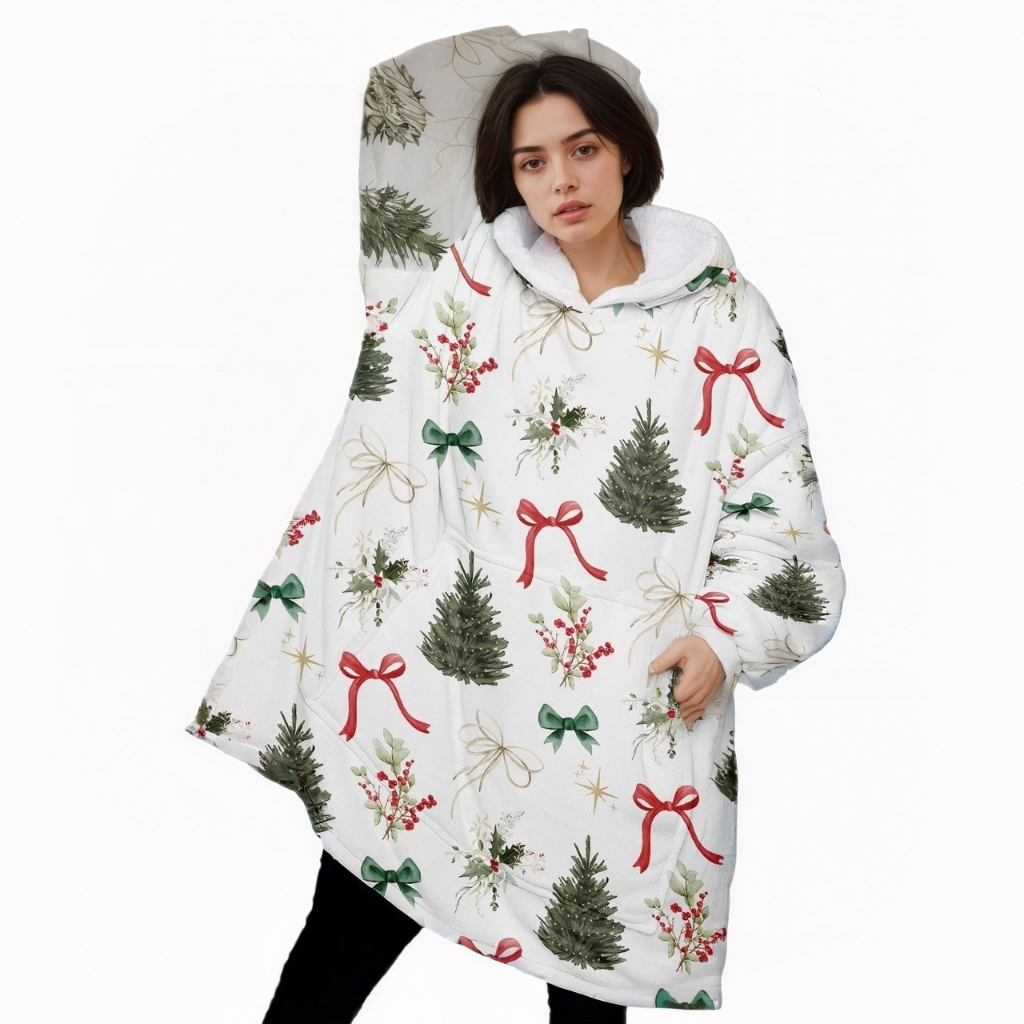 Christmas Tree Design Oversized Blanket Hoodie