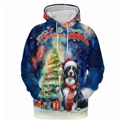Allover Christmas Dog Print Hoodie