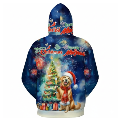 Allover Christmas Dog Print Hoodie