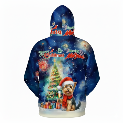 Allover Christmas Dog Print Hoodie