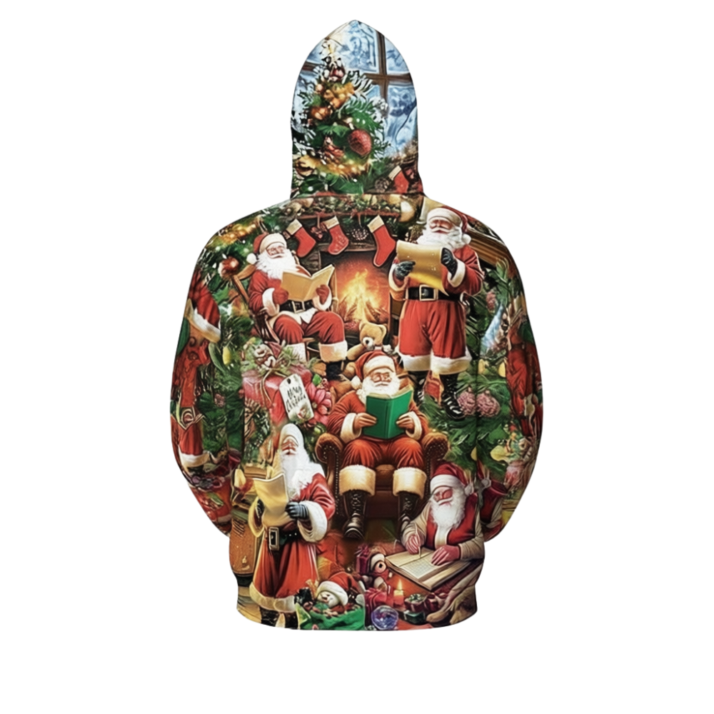All Over Santa Costume Print Hoodie With Pocket