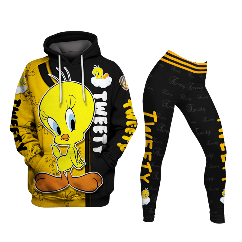 Tweety Cartoon Character Hoodie And Leggings Set