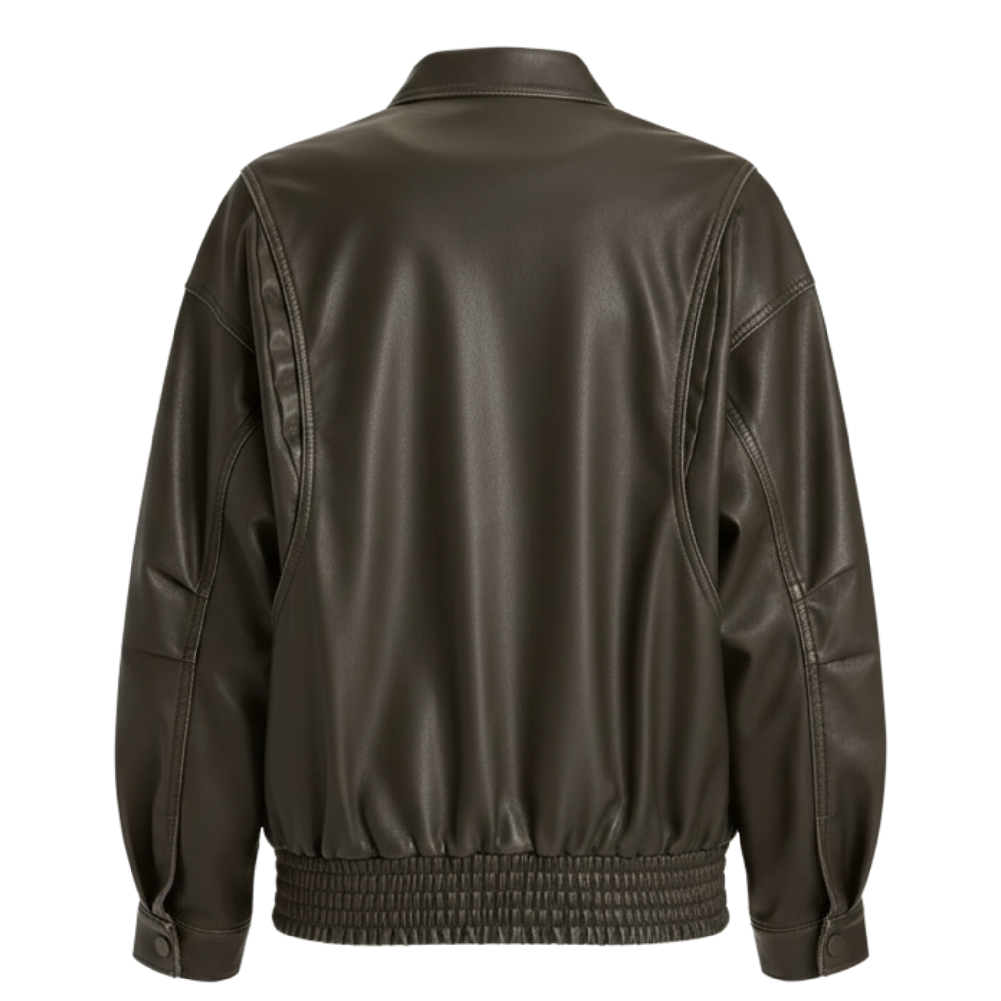 Faux Leather Bomber Jacket For Women