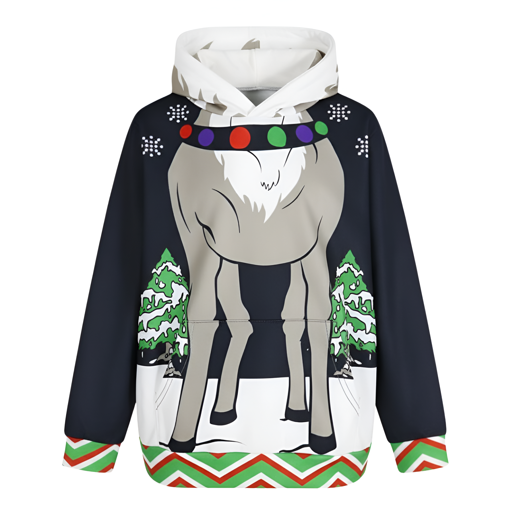 Ugly Christmas Reindeer 3D Graphic Print Hoodie For Kids