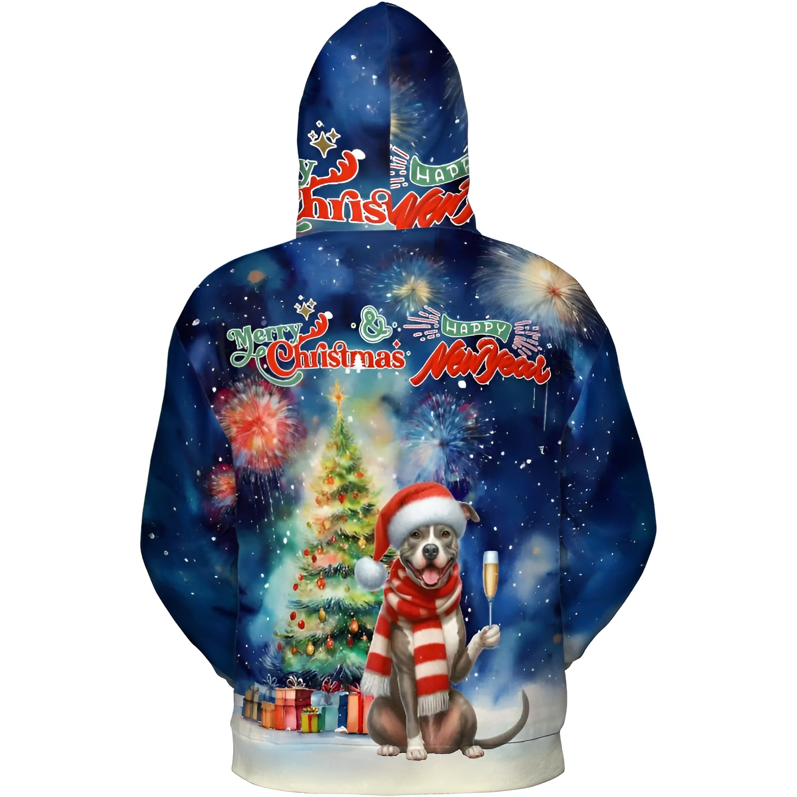 Christmas New Year Santa Dog Holiday Hoodie