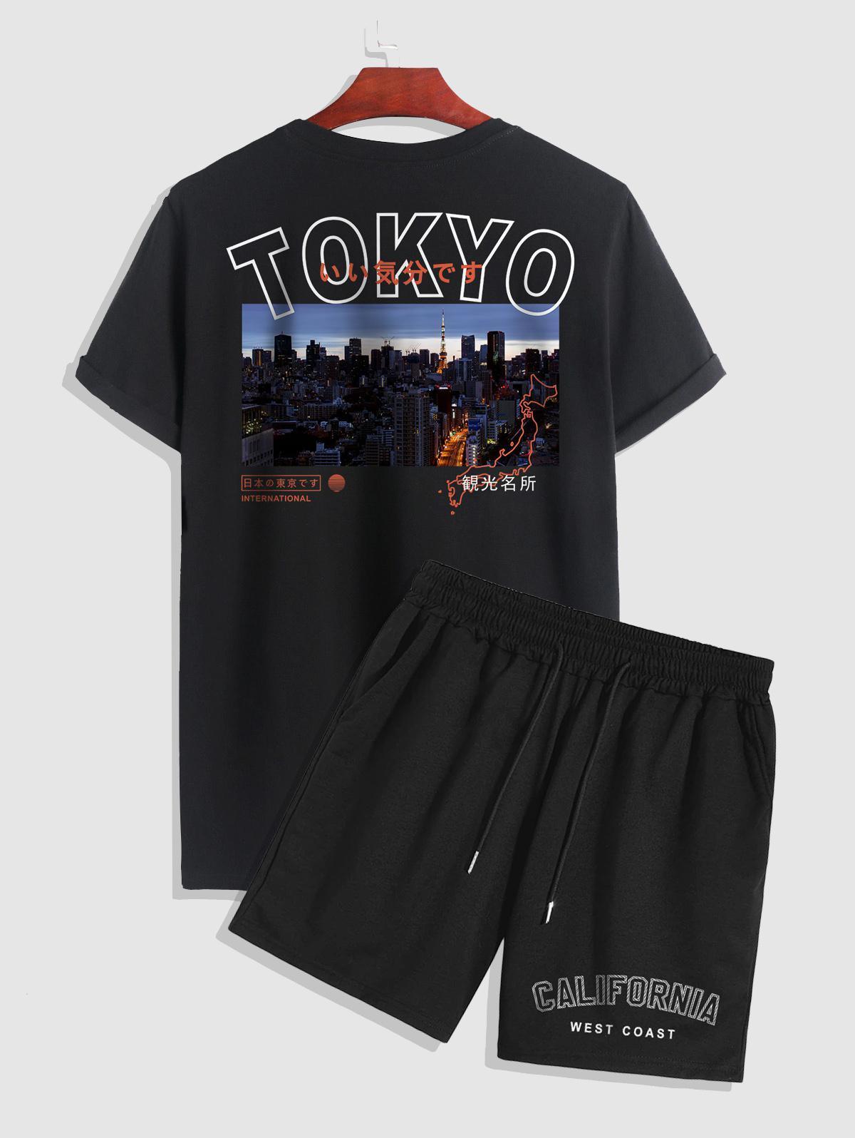 Tokyo City Pattern T Shirt And Short Set-My 3D Hoodie