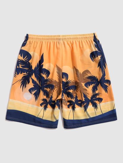 Tropical Coconut Tree Sunset Pattern Shirt And Shorts Set-My 3D Hoodie