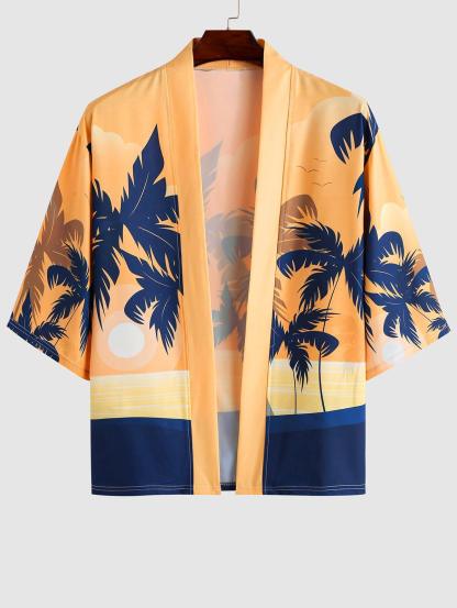 Tropical Coconut Tree Sunset Pattern Shirt And Shorts Set-My 3D Hoodie
