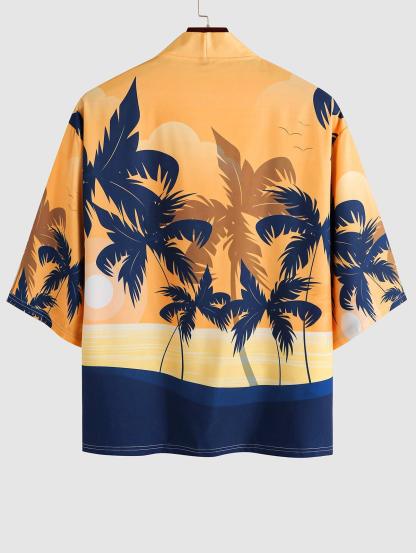 Tropical Coconut Tree Sunset Pattern Shirt And Shorts Set-My 3D Hoodie