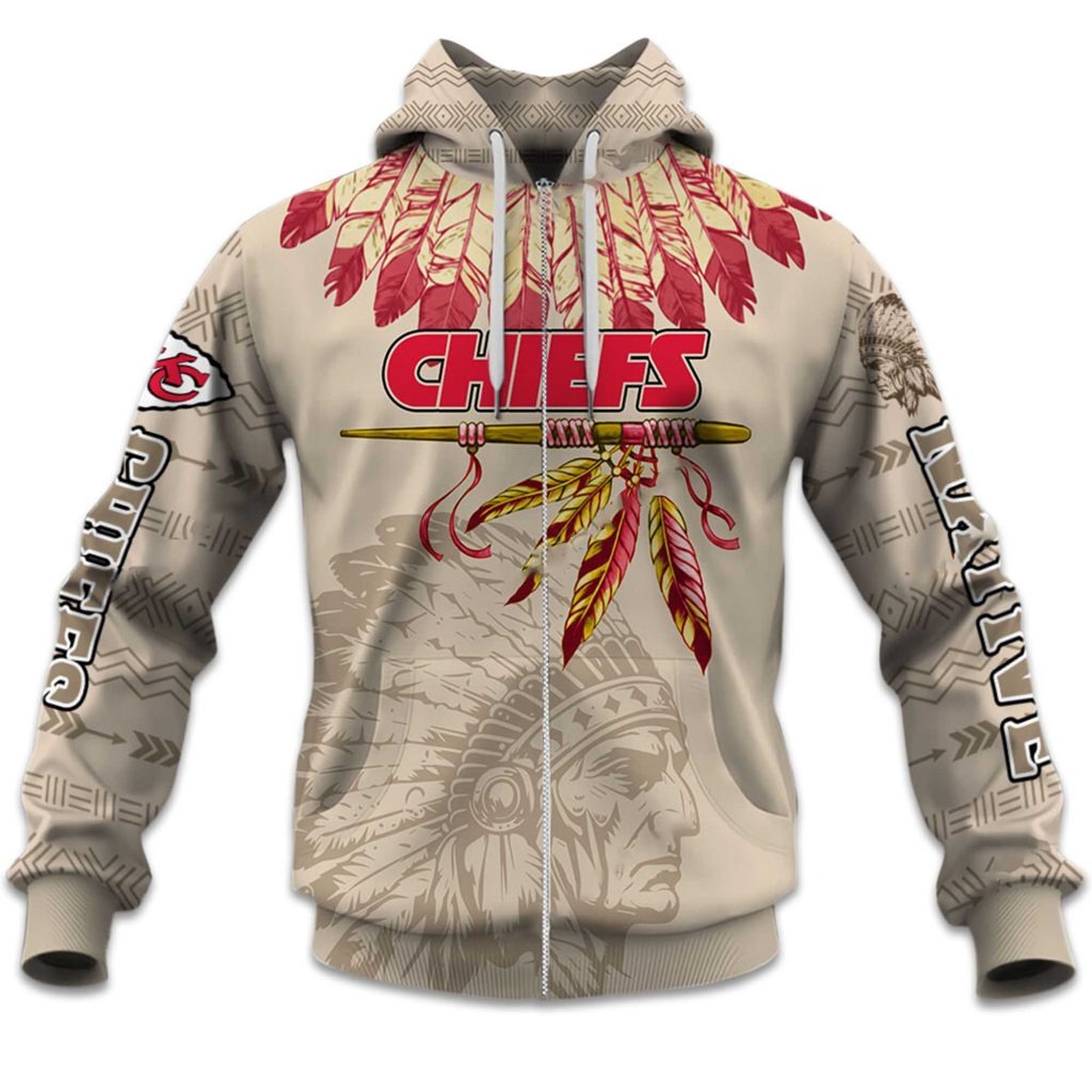 Native Heritage Printed Personalized Kansas City Chiefs Football Fan Hoodie