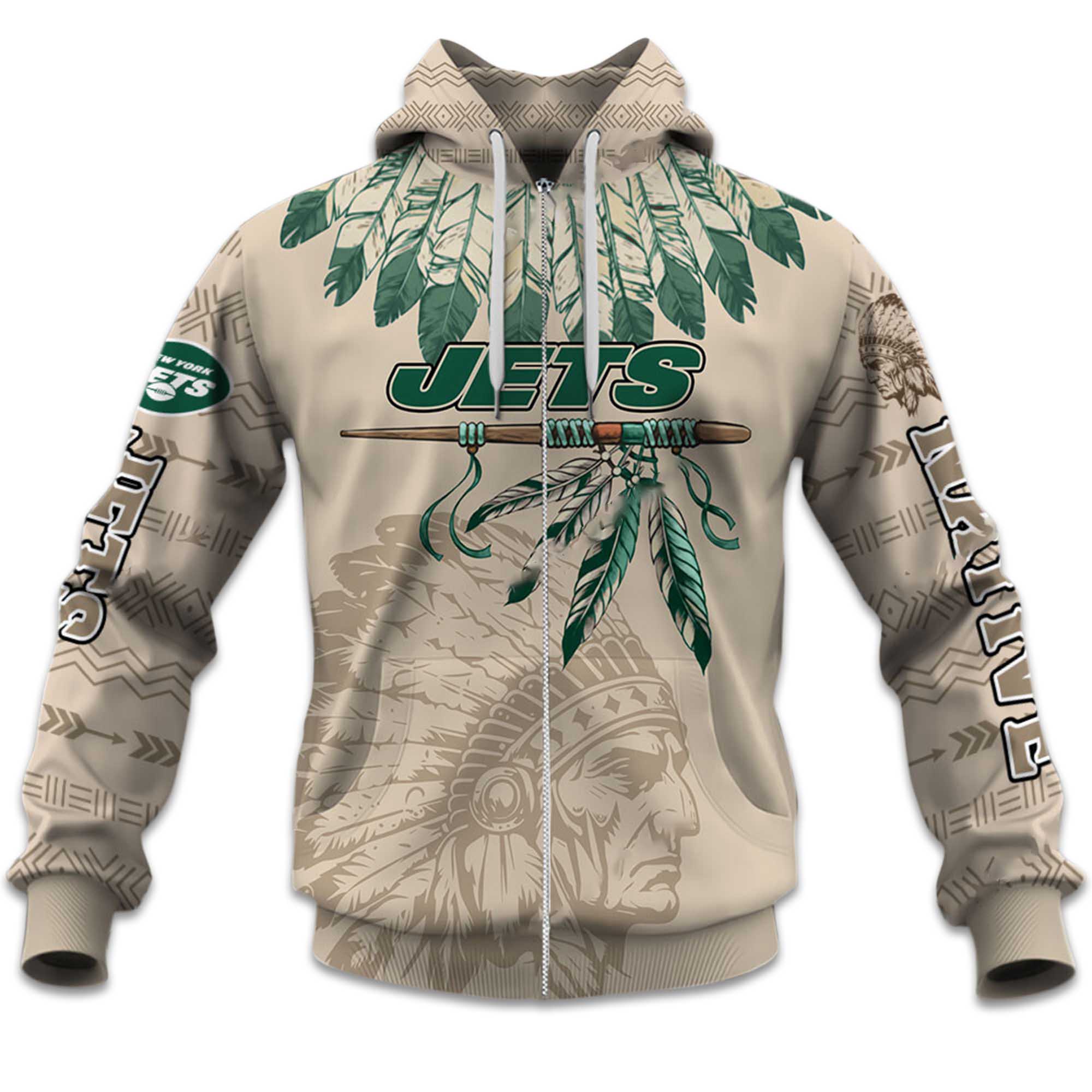 Personalized Jets Football Native American Heritage Zipper Hoodie