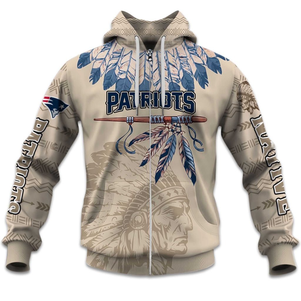 Personalized New England Patriots Football Team Themed Zipper Hoodie