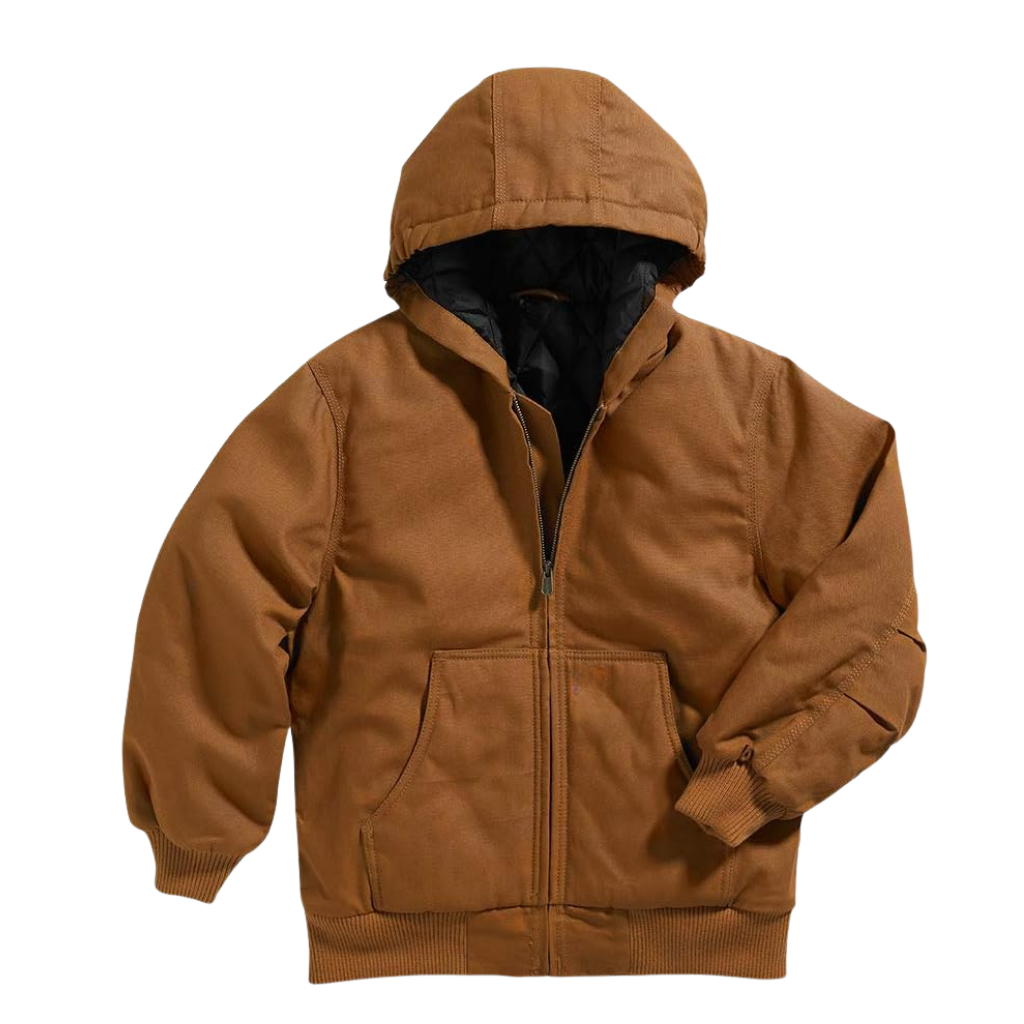 Canvas Hooded Quilt Lined Youth Outdoor Jacket