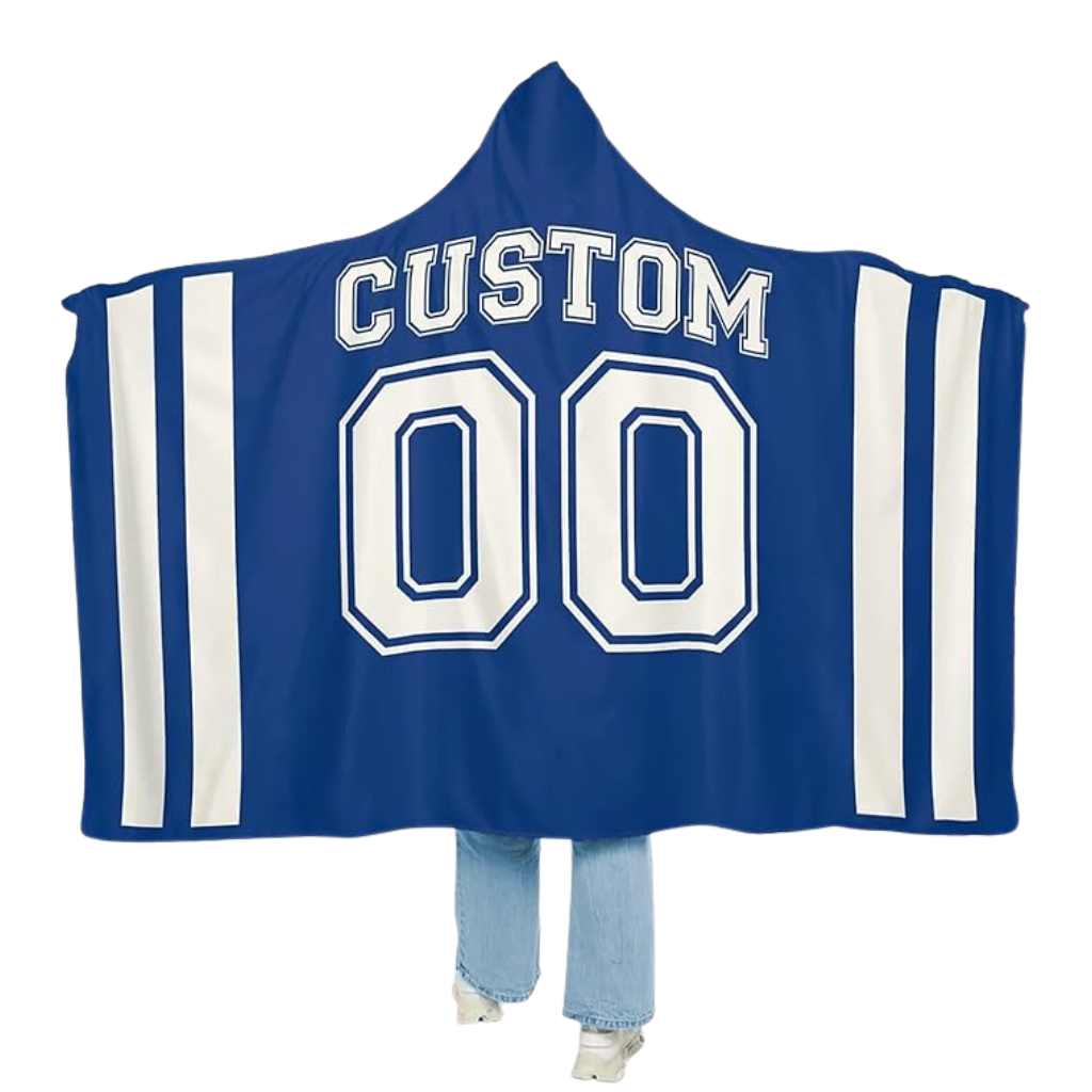 Custom Football Hooded Blanket With Name And Team Design For Sports Fans