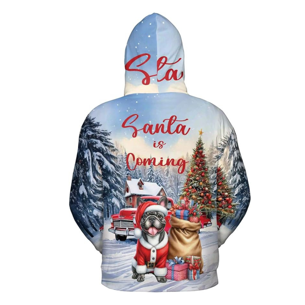 Christmas Santa Dog Truck Tree All Over Print 3D Zip Hoodie