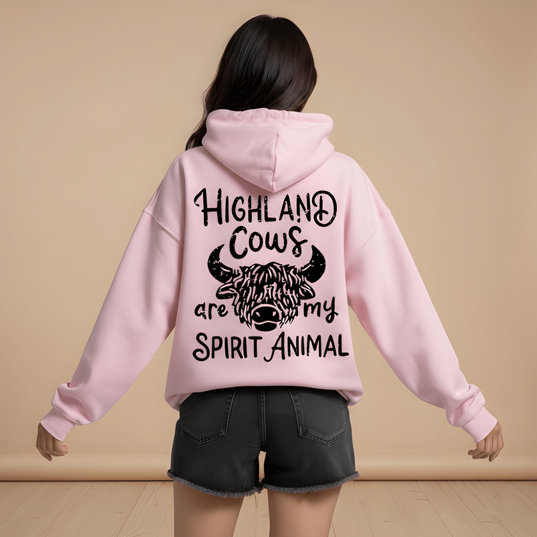 Oversized Highland Cow Graphic Hoodie