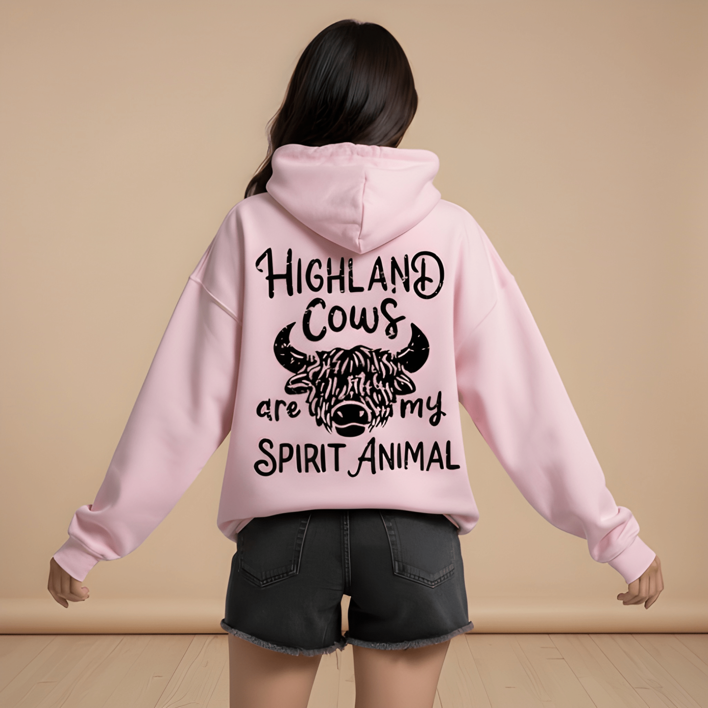 Oversized Highland Cow Graphic Hoodie