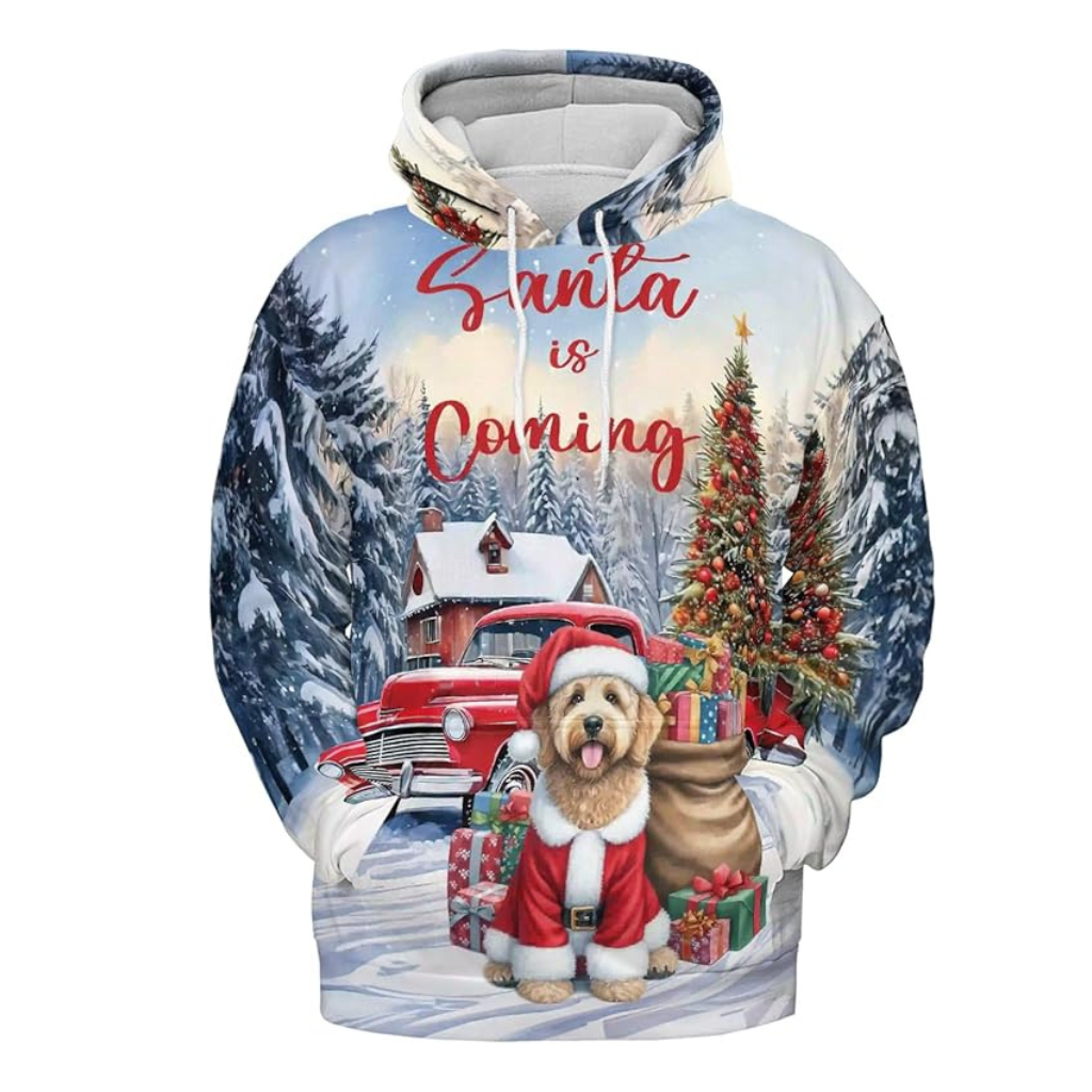 Christmas Santa Dog Truck Tree All Over Print 3D Zip Hoodie