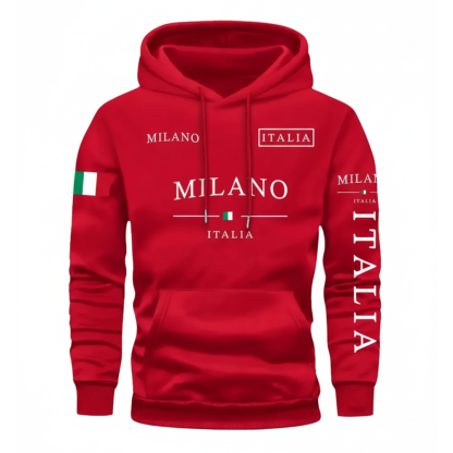 Milan Flag Inspired Geometric Print Hoodies For Couples