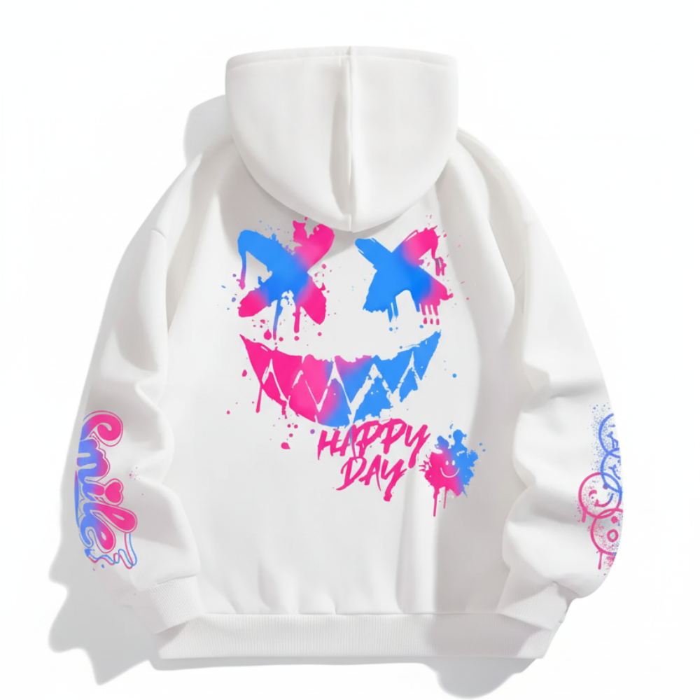 Women Happy Day Hoodie With Colorful Splash Smile Face