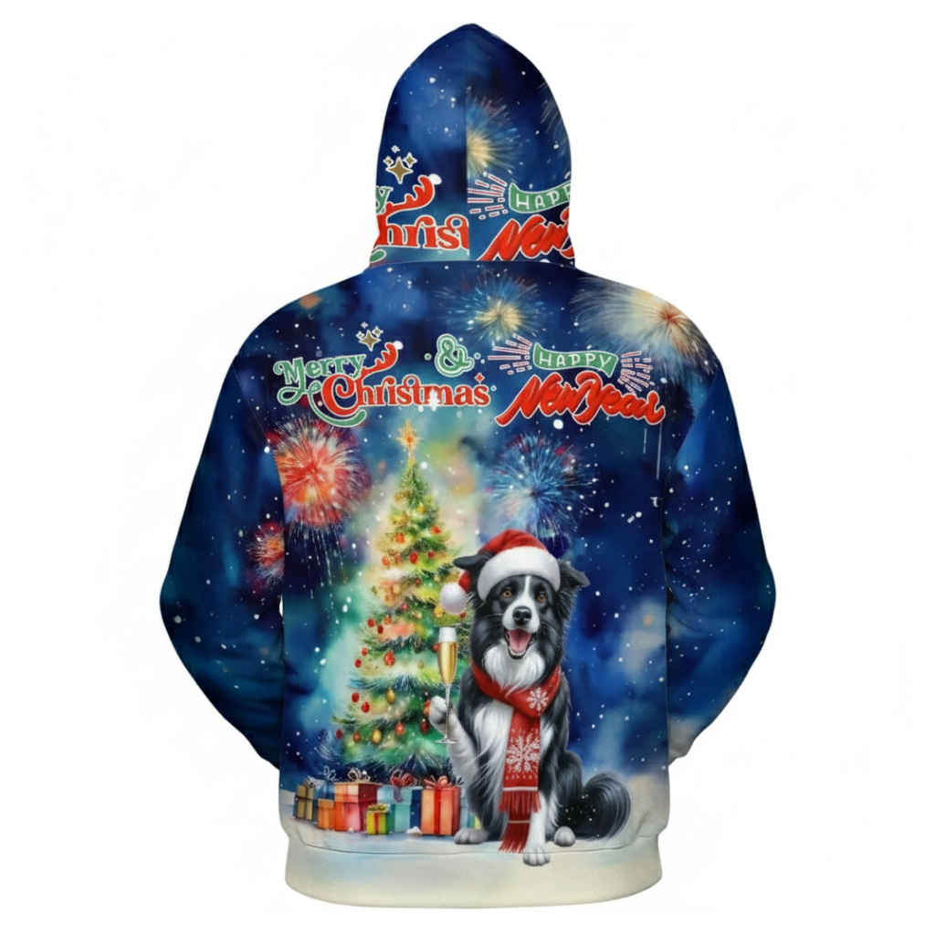 Allover Christmas Dog Print Hoodie