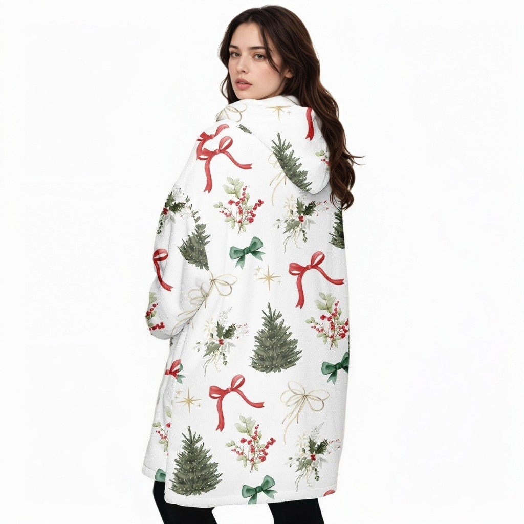 Christmas Tree Design Oversized Blanket Hoodie