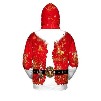 All Over Santa Costume Print Hoodie With Pocket