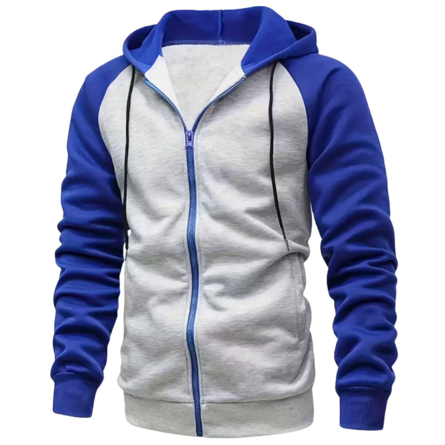 Men Color Block Zip Up Hoodie with Pockets
