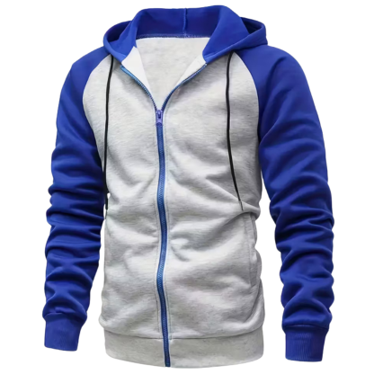 Men Color Block Zip Up Hoodie with Pockets