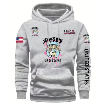 Men Pullover Hoodie With Dog Design