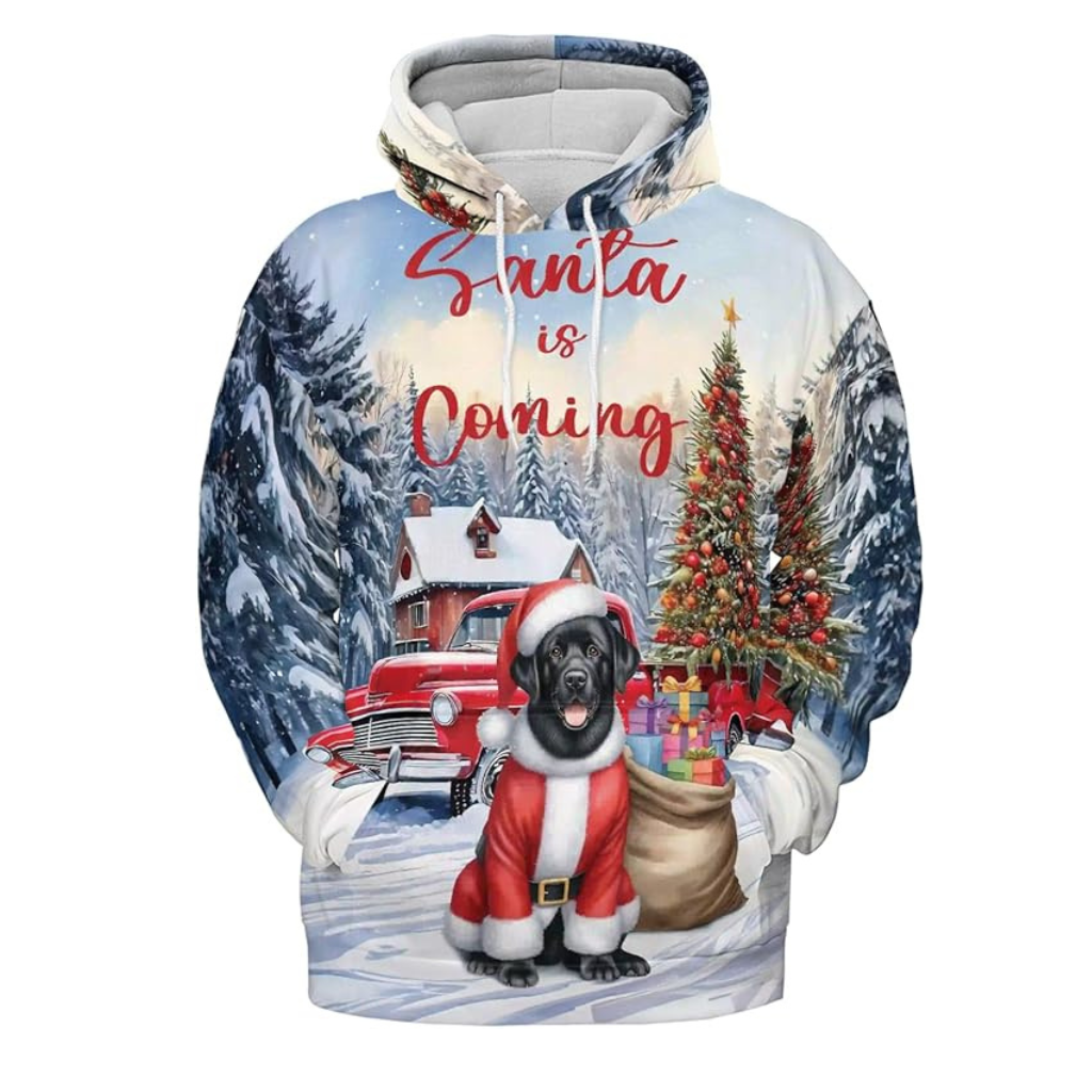 Christmas Santa Dog Truck Tree All Over Print 3D Zip Hoodie