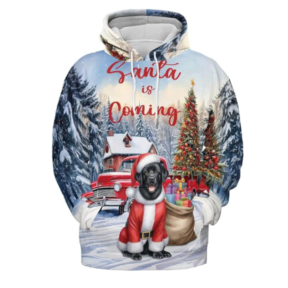 Christmas Santa Dog Truck Tree All Over Print 3D Zip Hoodie