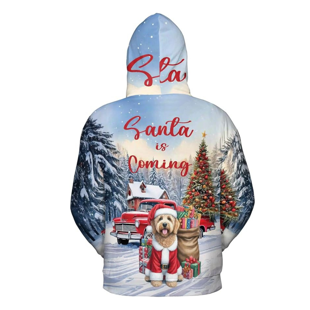 Christmas Santa Dog Truck Tree All Over Print 3D Zip Hoodie