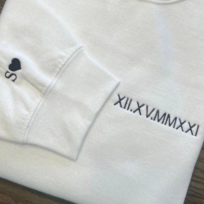 Custom Roman Numeral Date Couple Hoodie-My 3D Hoodie