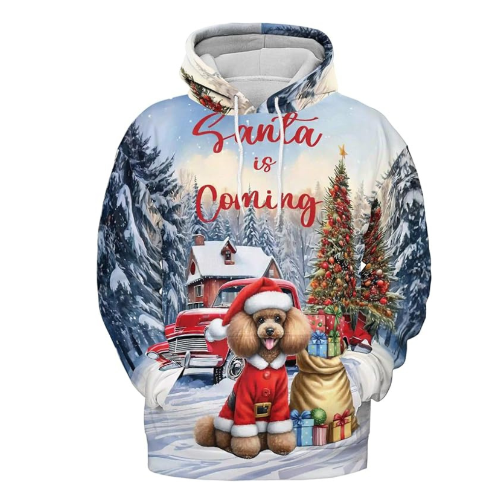 Christmas Santa Dog Truck Tree All Over Print 3D Zip Hoodie
