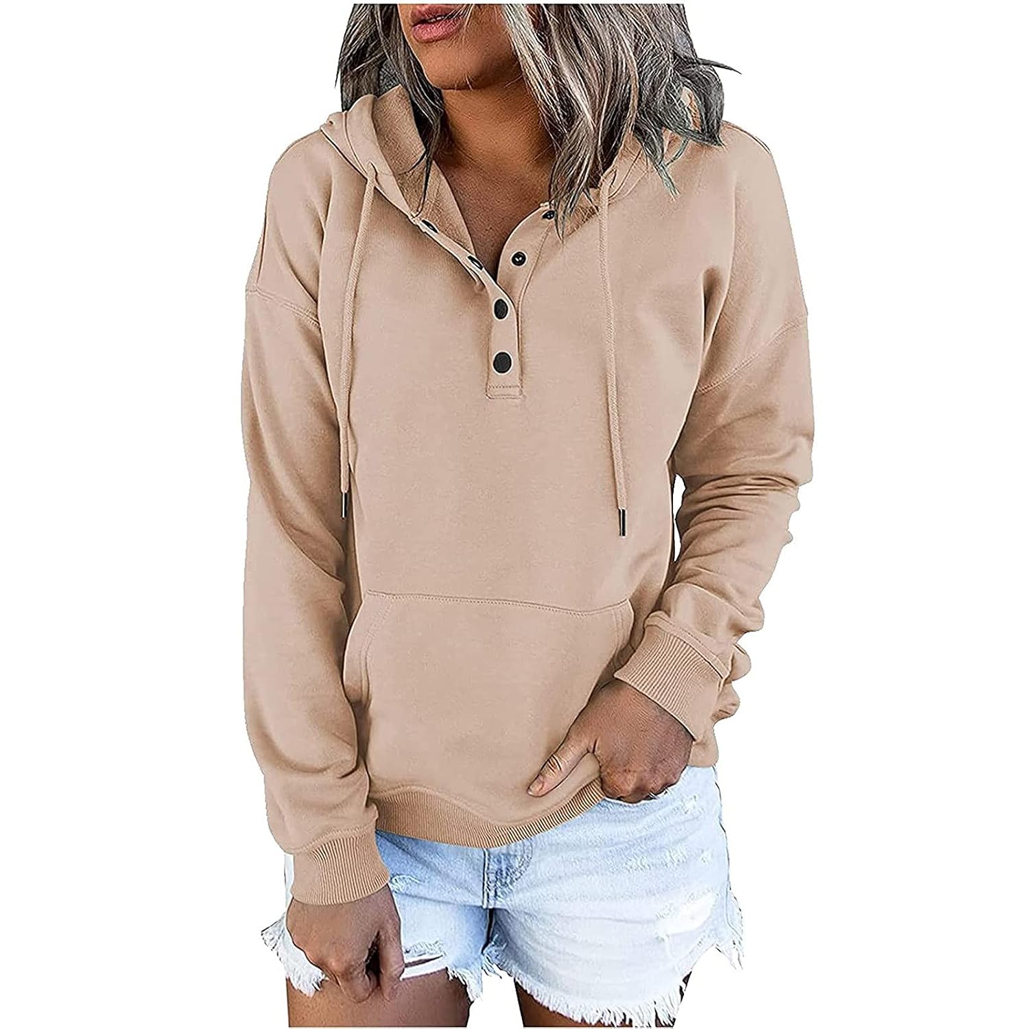 Casual Drawstring Hoodie With Long Sleeves For Women