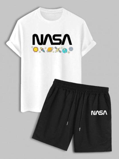Planets Pattern T Shirt And Shorts Set-My 3D Hoodie